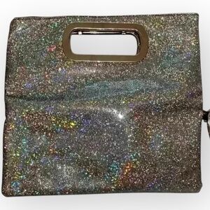 EVENING BAG CLUTCH SIL Glitter Folding Vintage Exterior-BLK Glitter Interior